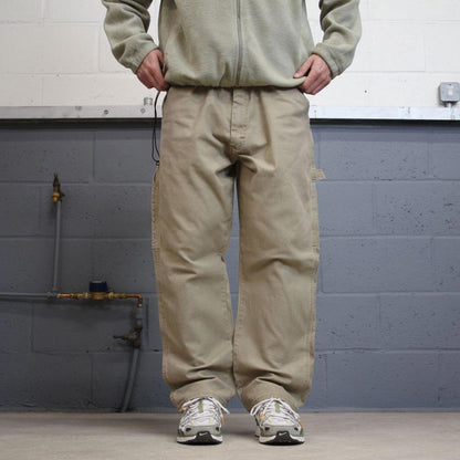 Y2K Wrangler carpenter jeans loose fit khaki Wide leg canvas skate style workwear cargo pants