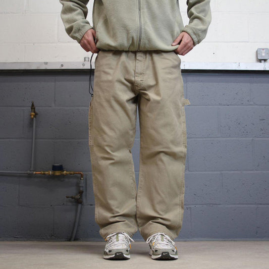Y2K Wrangler carpenter jeans loose fit khaki Wide leg canvas skate style workwear cargo pants