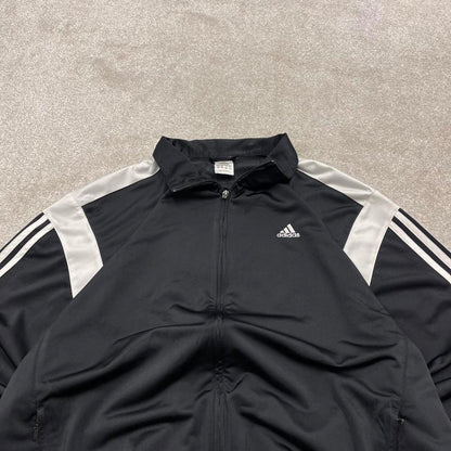 Vintage Adidas track jacket black Large men's y2k 00s style black funky sports tracksuit