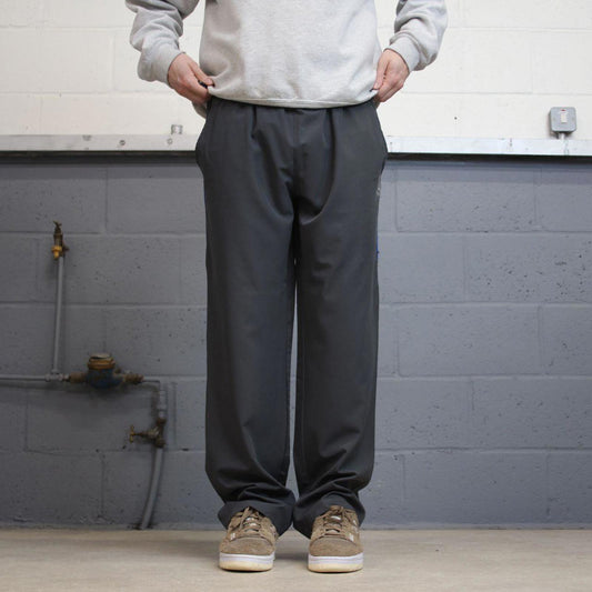Grey Reebok trackies Large loose y2k floaty leg joggers print logo side stripe shell suit pants