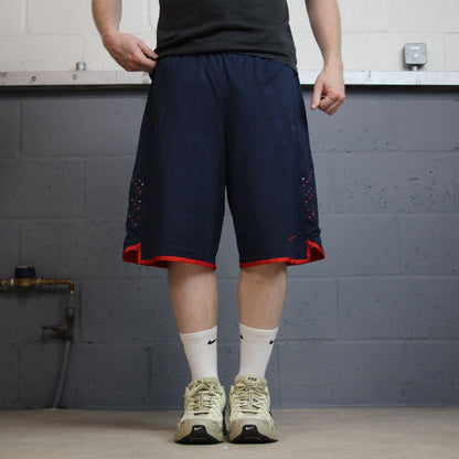 Nike basketball style shorts y2k loose navy Long leg Dri-Fit comfy floaty summer gym shorts