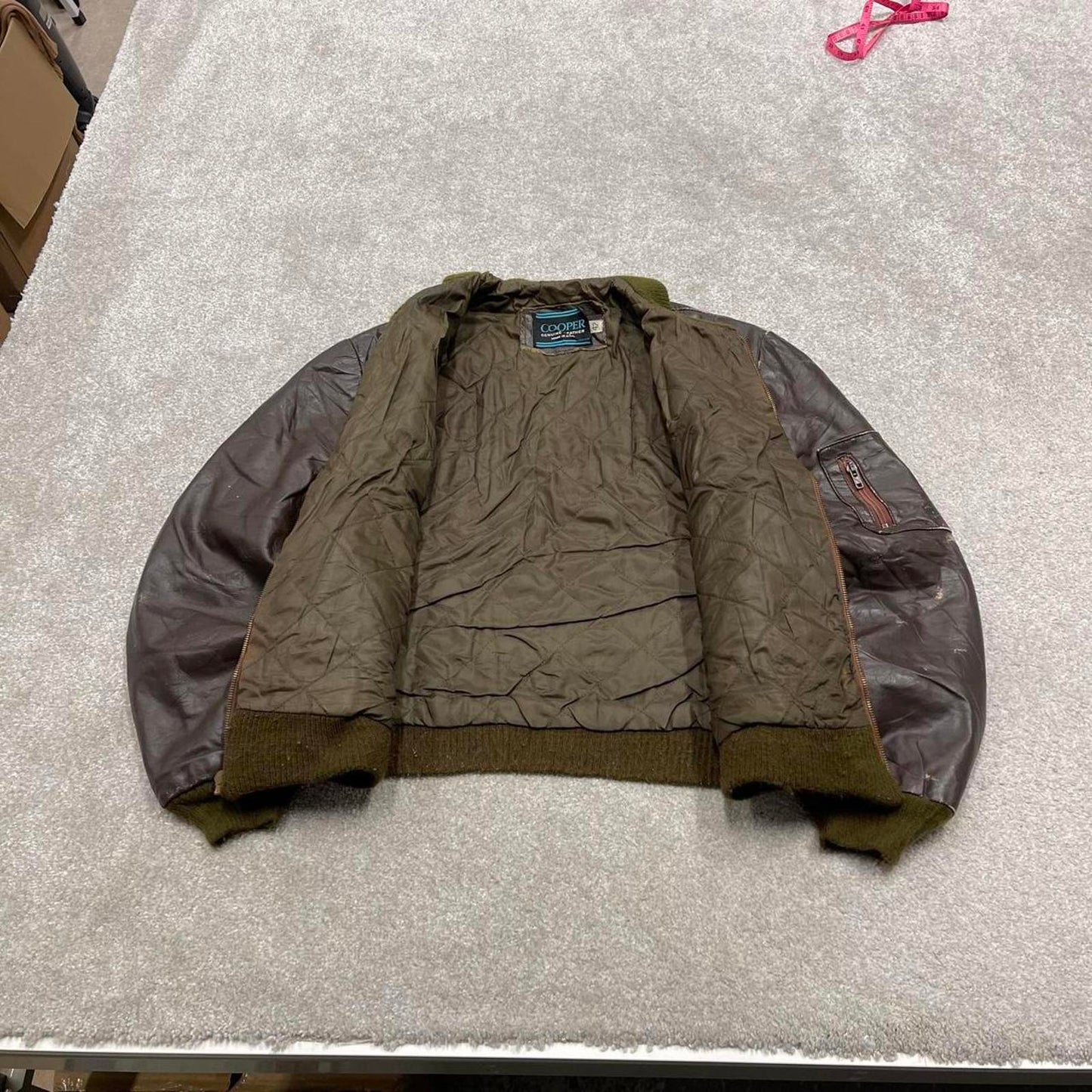 Vintage leather flight bomber jacket Small Men's brown Cooper genuine leather aviation coat USA made