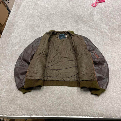 Vintage leather flight bomber jacket Small Men's brown Cooper genuine leather aviation coat USA made