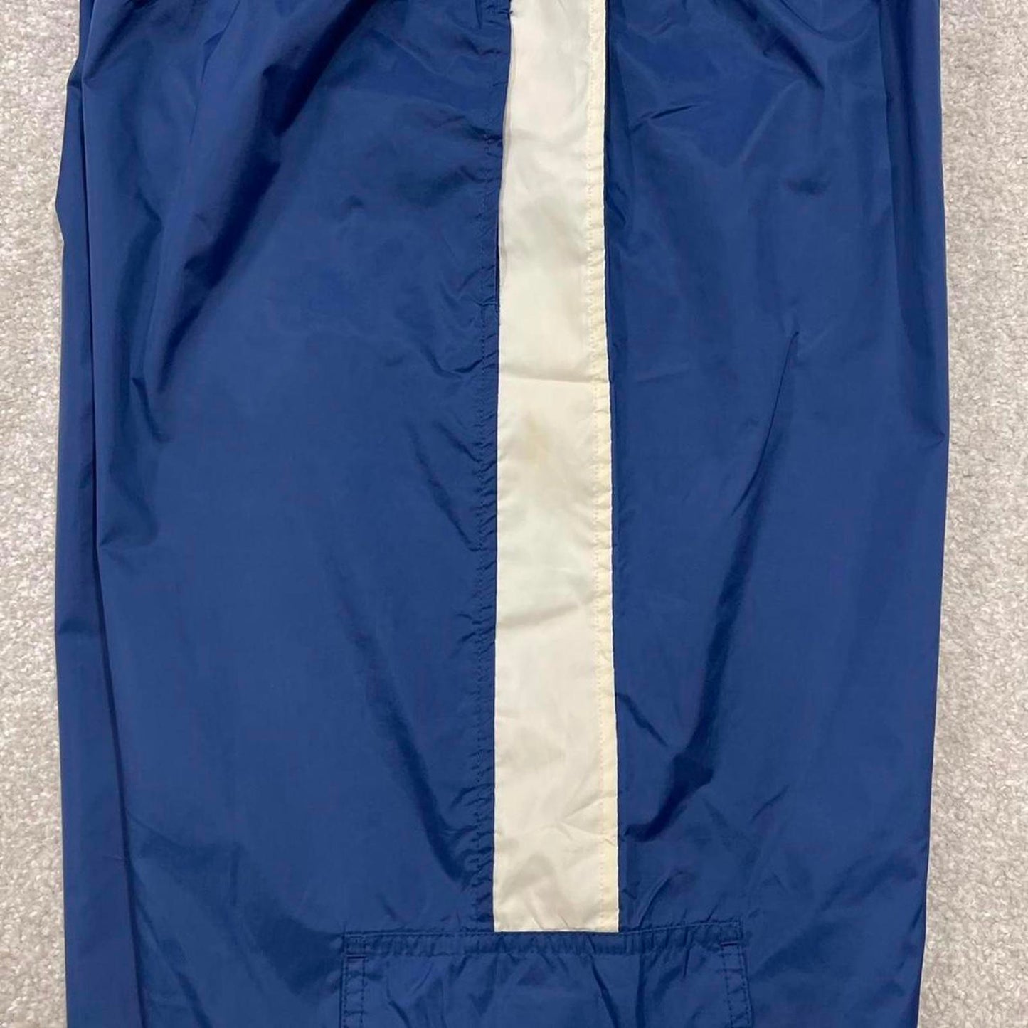 Vintage y2k Nike tracksuit bottoms navy blue Loose unlined embroidered box logo stripe track pants