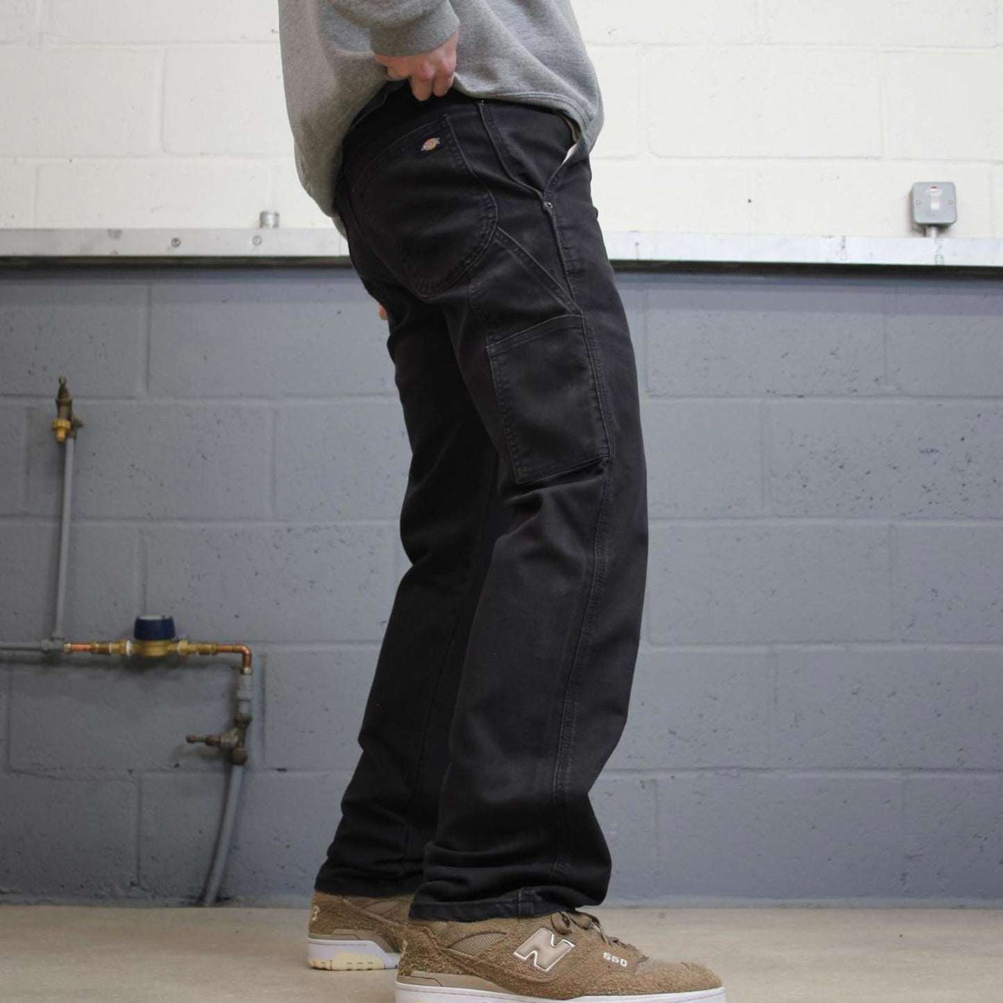 Y2K 00s Dickies carpenter pants black Canvasy flex workwear skater style cargos utility