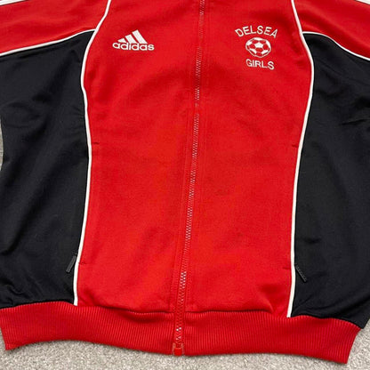 Vintage Adidas track jacket Small y2k 00s style Red funky sports tracksuit top