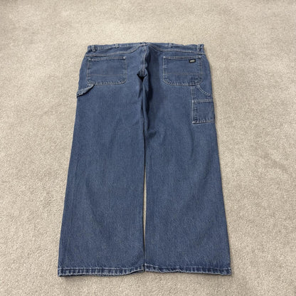 Vintage denim carpenter jeans y2k W44L29 blue Key workwear skater style cargos loose utility pockets