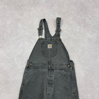 Vintage Carhartt dungarees overalls green W26L22 bib & brace workwear carpenter pants utility style