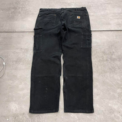 Black double knee Carhartt Carpenter pants size 14 straight fit cargo trousers