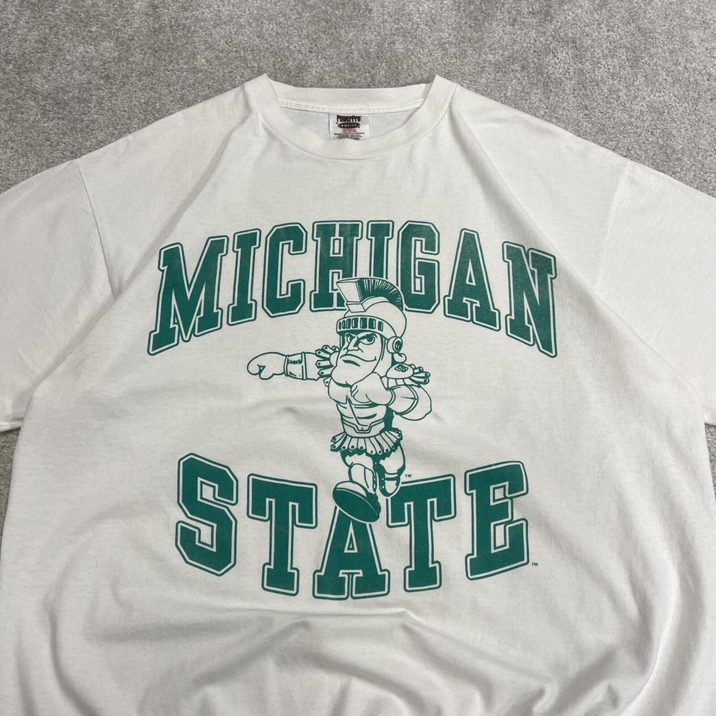 Vintage Michigan State graphic t shirt white Oneita 100% cotton single stitch tee print varsity top