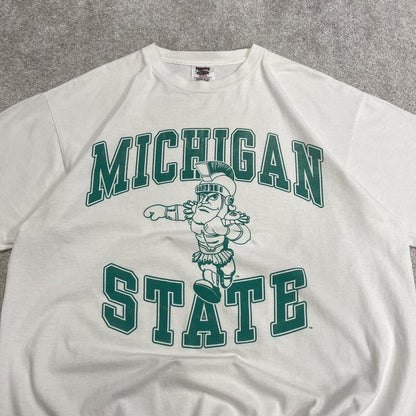 Vintage Michigan State graphic t shirt white Oneita 100% cotton single stitch tee print varsity top