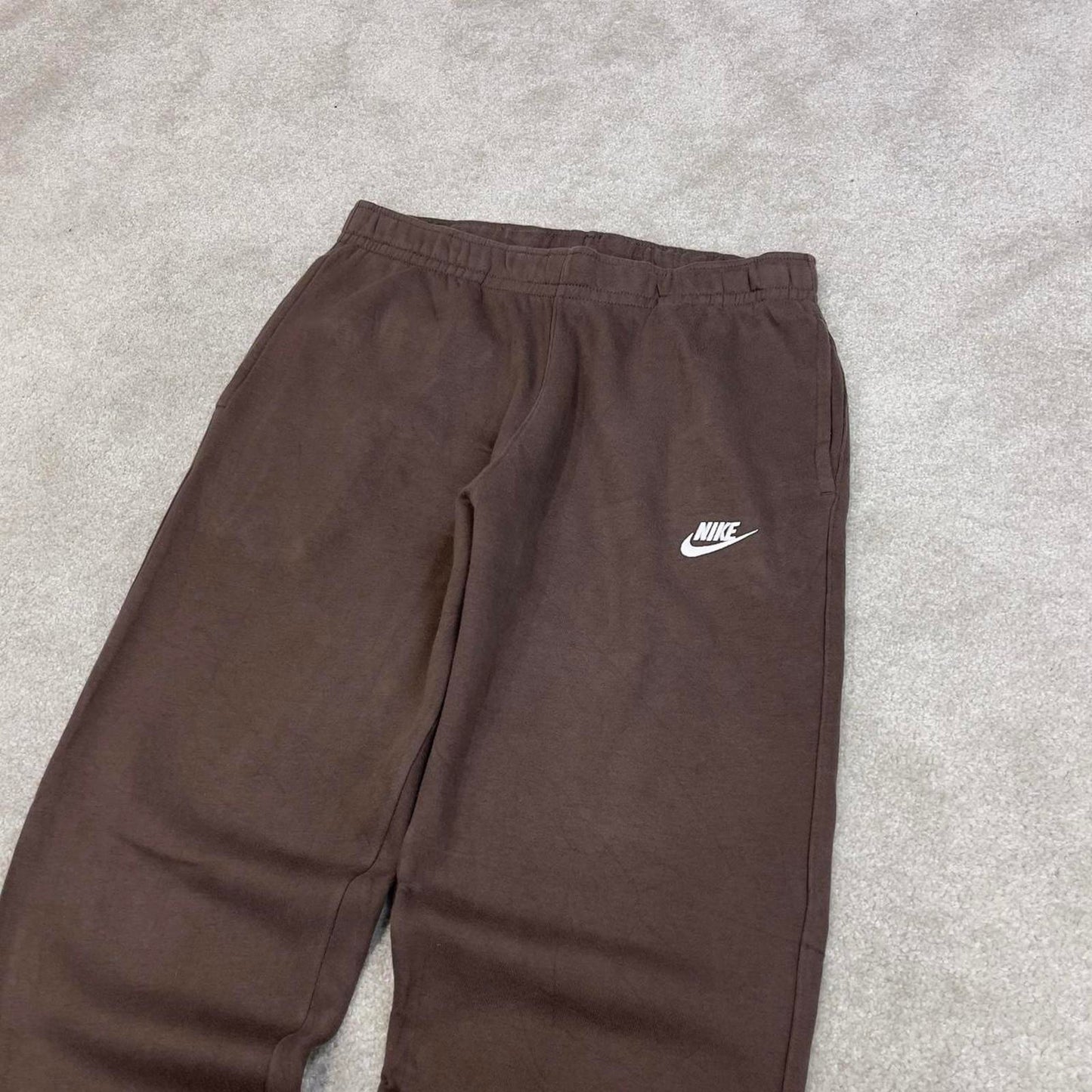 Brown Nike joggers Large y2k style sportswear track pants embroidered logo