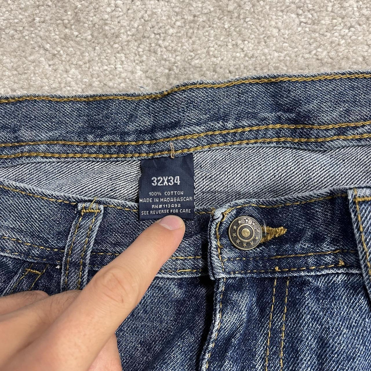 Baggy carpenter jeans y2k W32L34 blue denim Wide leg skater style work cargos