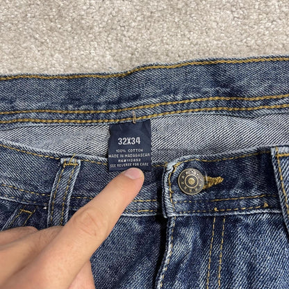 Baggy carpenter jeans y2k W32L34 blue denim Wide leg skater style work cargos
