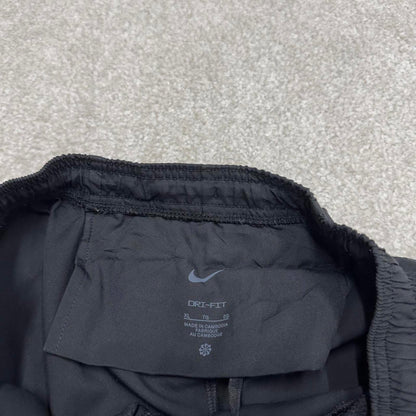 Nike Dri Fit Trackies XL black y2k 00s style loose leg joggers print logo
