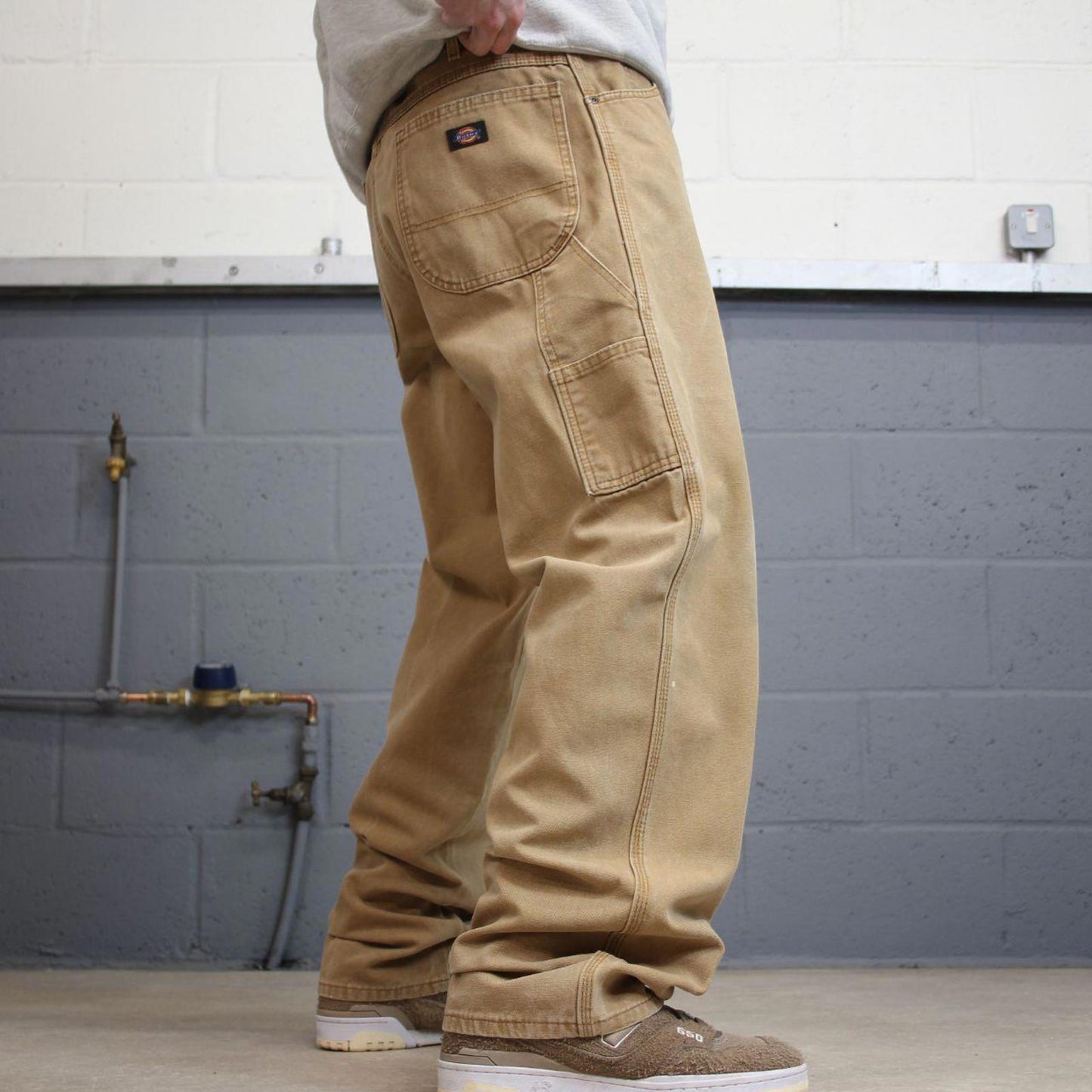 90s baggy Dickies carpenter jeans W36L34 00s skate style tan brown canvas worker cargos