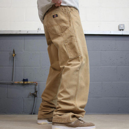 90s baggy Dickies carpenter jeans W36L34 00s skate style tan brown canvas worker cargos