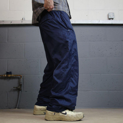 Y2K baggy Adidas tracksuit bottoms navy L y2k embroidered logo lined track pants