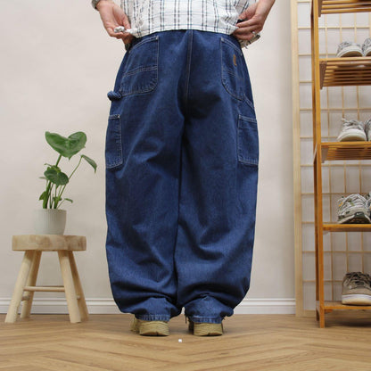 Vintage baggy carhartt carpenter jeans y2k Loose fit wide leg utility workwear cargo pants