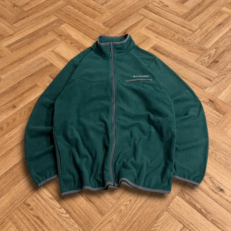 Columbia y2k technical fleece green mens medium full zip autumnal fleece