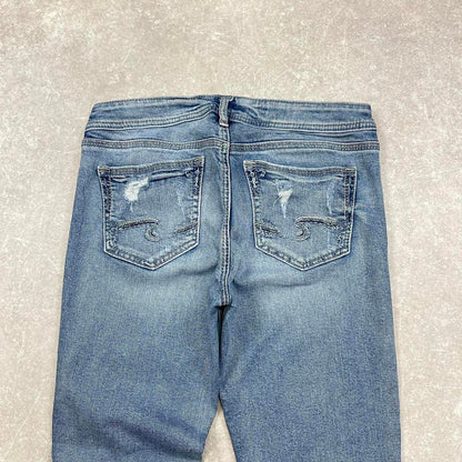 Blue embroidered Silver jeans W30L30 Skinny denim skate jeans embroidered designs