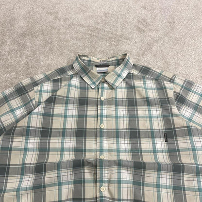 Columbia checkered short sleeve shirt geeen Surf style check shirt summer festival