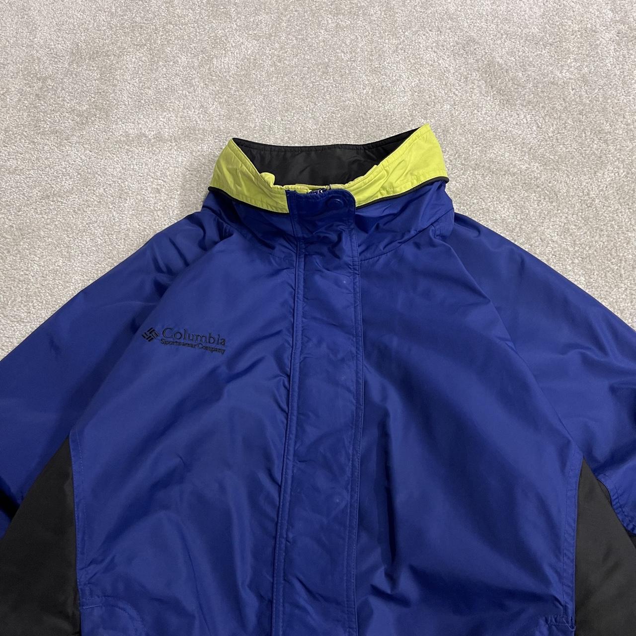 Columbia windbreaker tech jacket y2k women's navy black retro colour block paneled technical coat