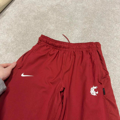 Vintage y2k loose Nike tracksuit bottoms red white Floaty leg mesh lined print logo gym track pants