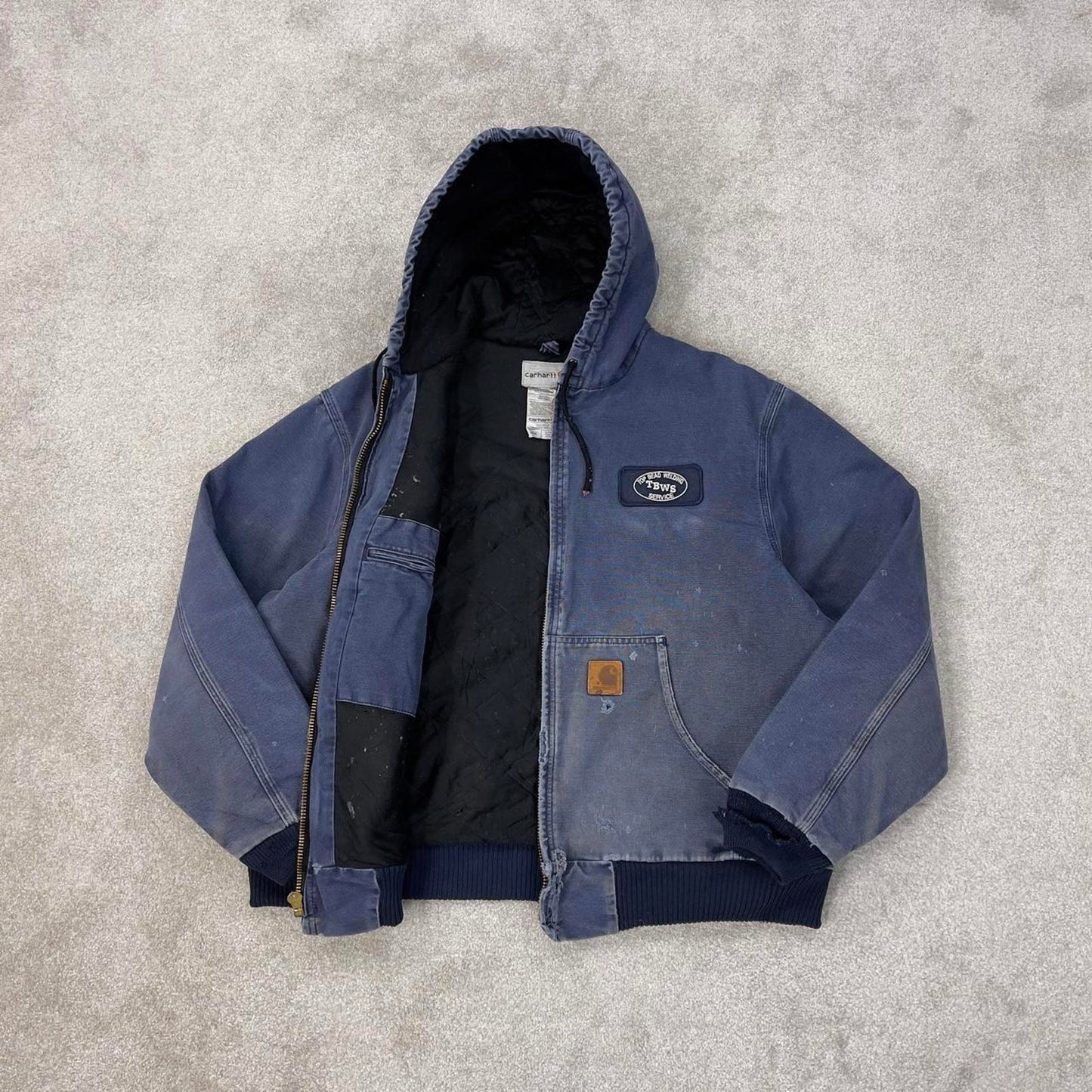Vintage Carhartt hooded active jacket XL Navy canvas workwear jacket