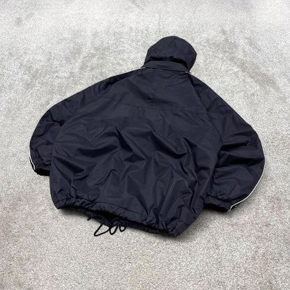 Navy Kappa technical jacket Large men's y2k 00s style fleece lined hooded coat embroidered detail