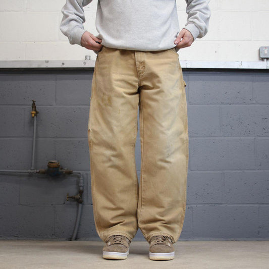 Baggy Dickies carpenter jeans W36L30 loose tan canvas cargo skater style pants