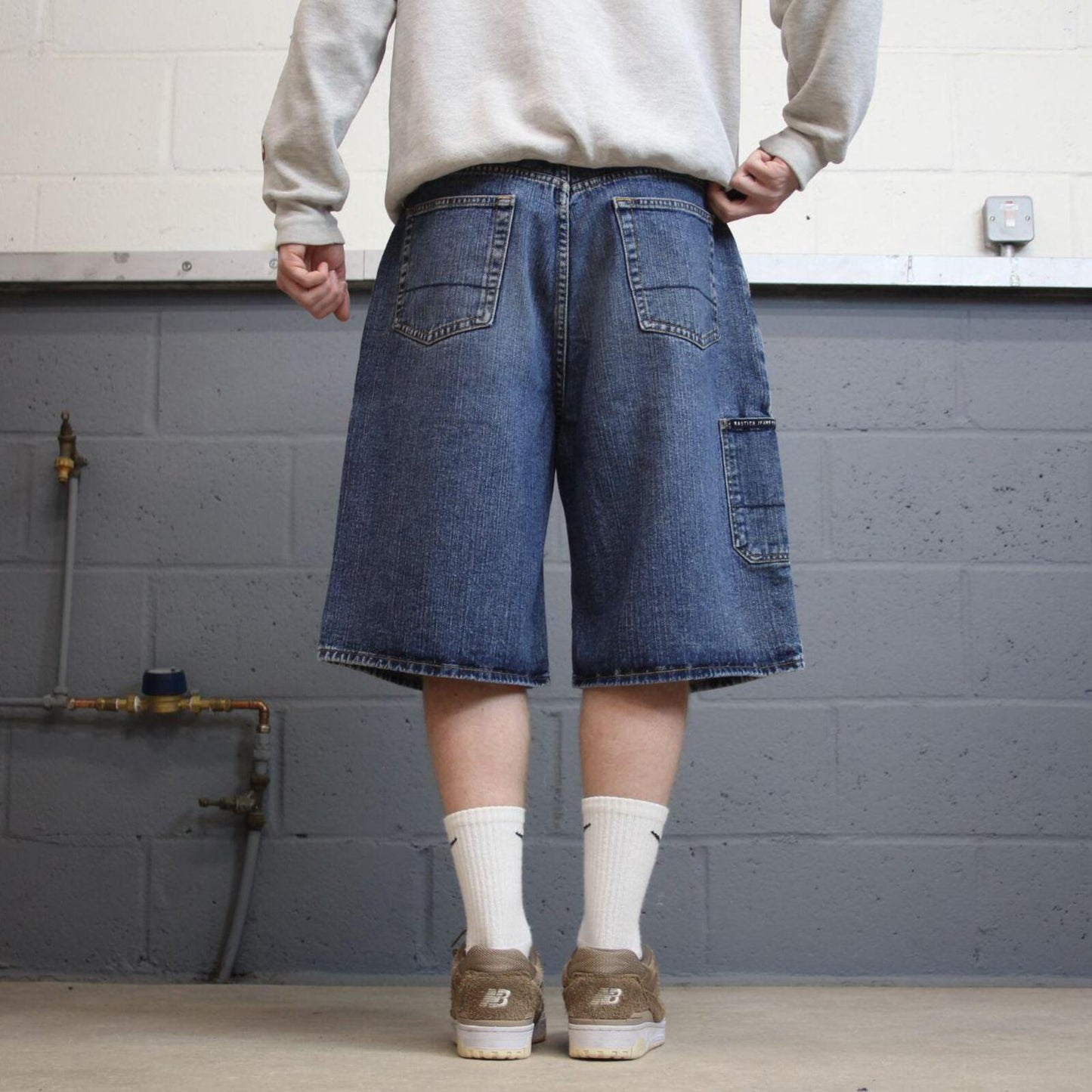 Baggy Nautica carpenter shorts W36 skater style blue Loose denim jorts