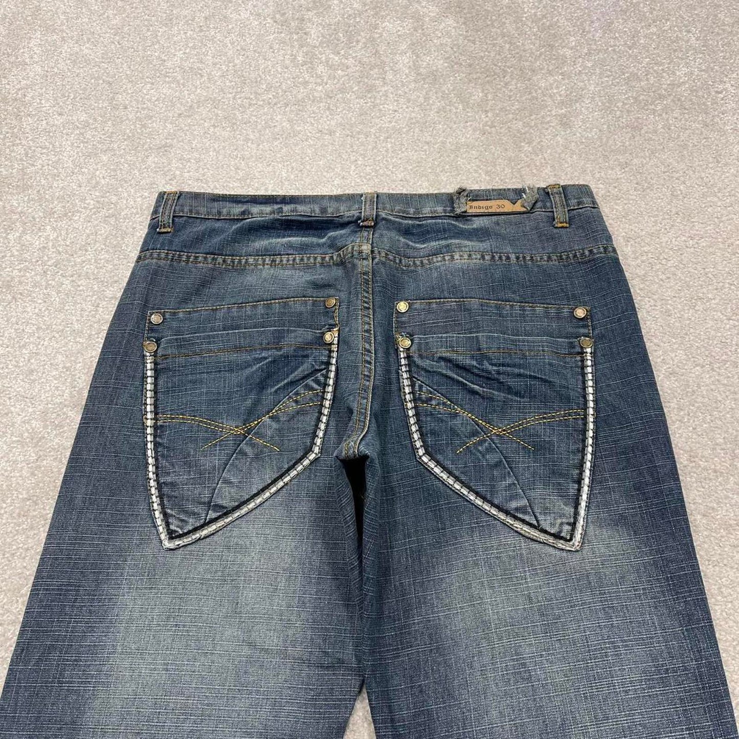 Y2K embroidered jeans Indigo-30 blue Loose denim 00s style pants