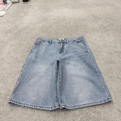 Denim carpenter shorts cargo loose long blue RSQ low rise skater style surf jorts