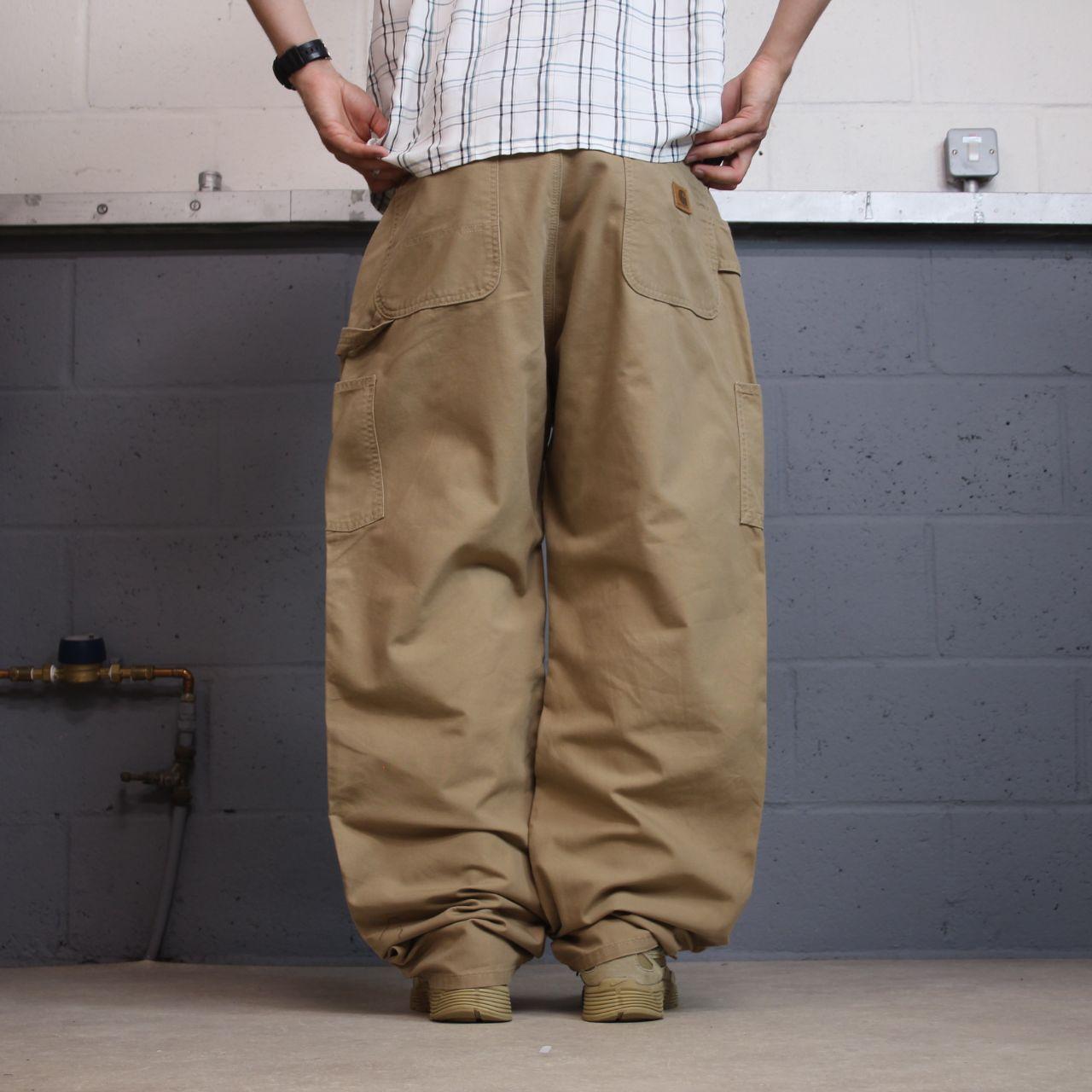 Carhartt baggy carpenter pants wide leg khaki Loose canvasy skate style cargo work pants