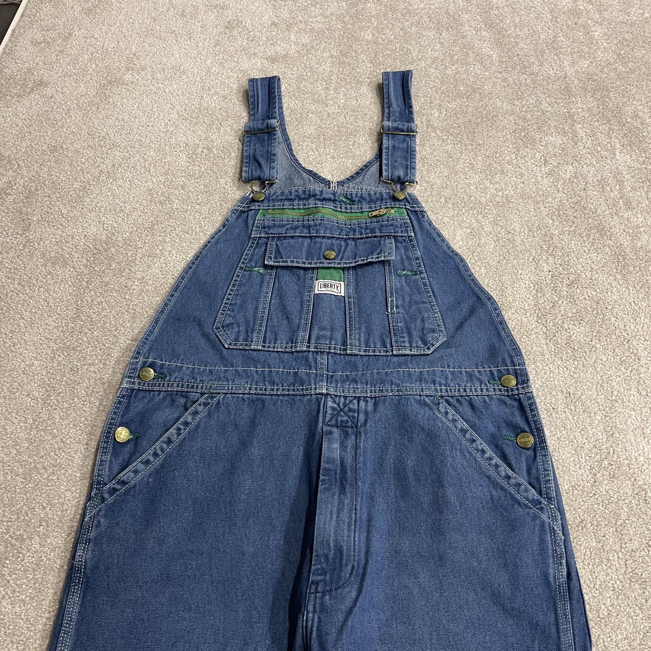 Vintage Liberty denim dungarees y2k blue Loose festival / skate wear bib utility work overalls