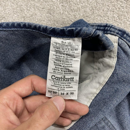 Carhartt baggy dungarees 00s denim overalls blue Patch logo and adjustable straps