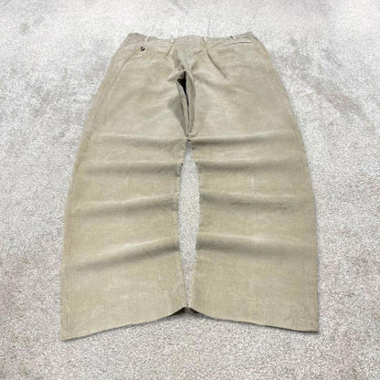 Baggy Berle corduroy pants W38L33 beige wide wale jumbo cord trousers 90s skater style