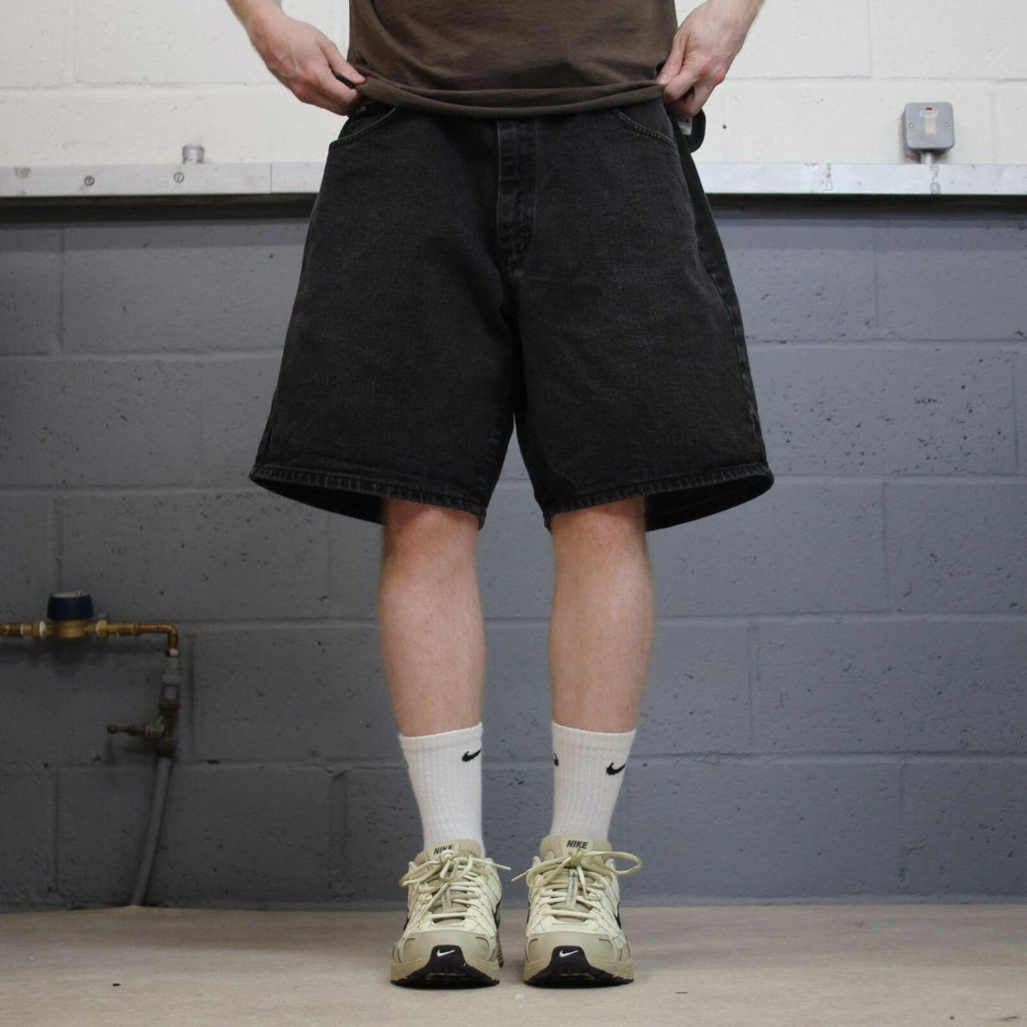 Baggy Lee denim Y2K shorts black Loose denim skate style summer shorts