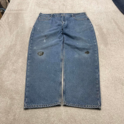 Y2K vintage Carhartt jeans fleece lined blue Loose thick warm denim skate style workwear pants
