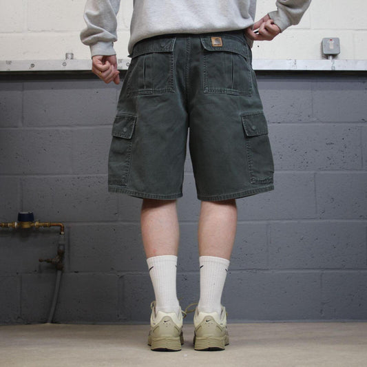 Vintage Carhartt cargo shorts loose canvas green Canvas utility workwear skate style shorts