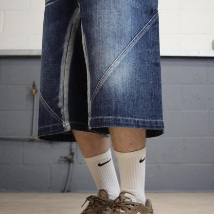 Y2k baggy Enyce shorts skater style blue Loose wide leg denim summer festival jorts