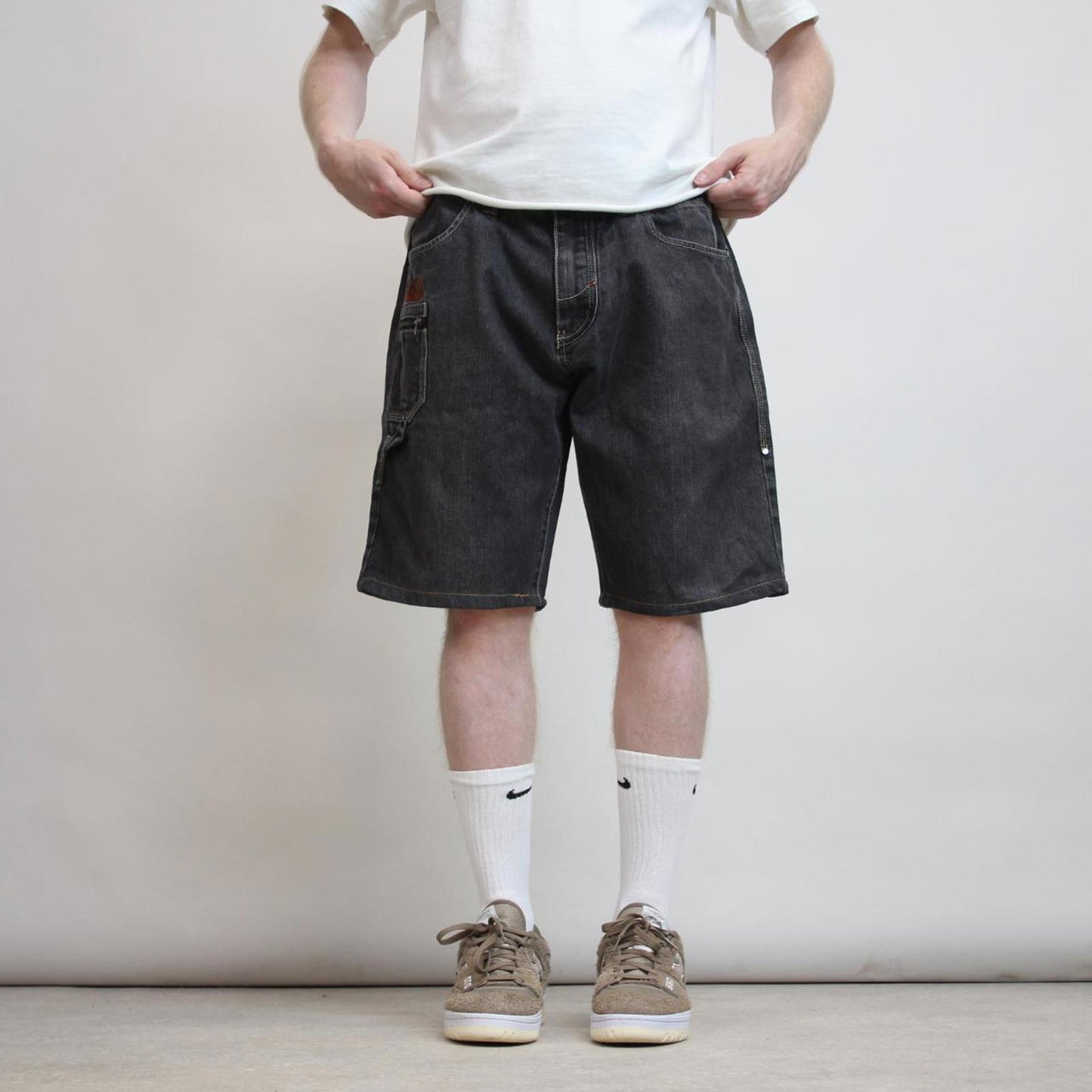 Embroidered black COOGI denim shorts W38