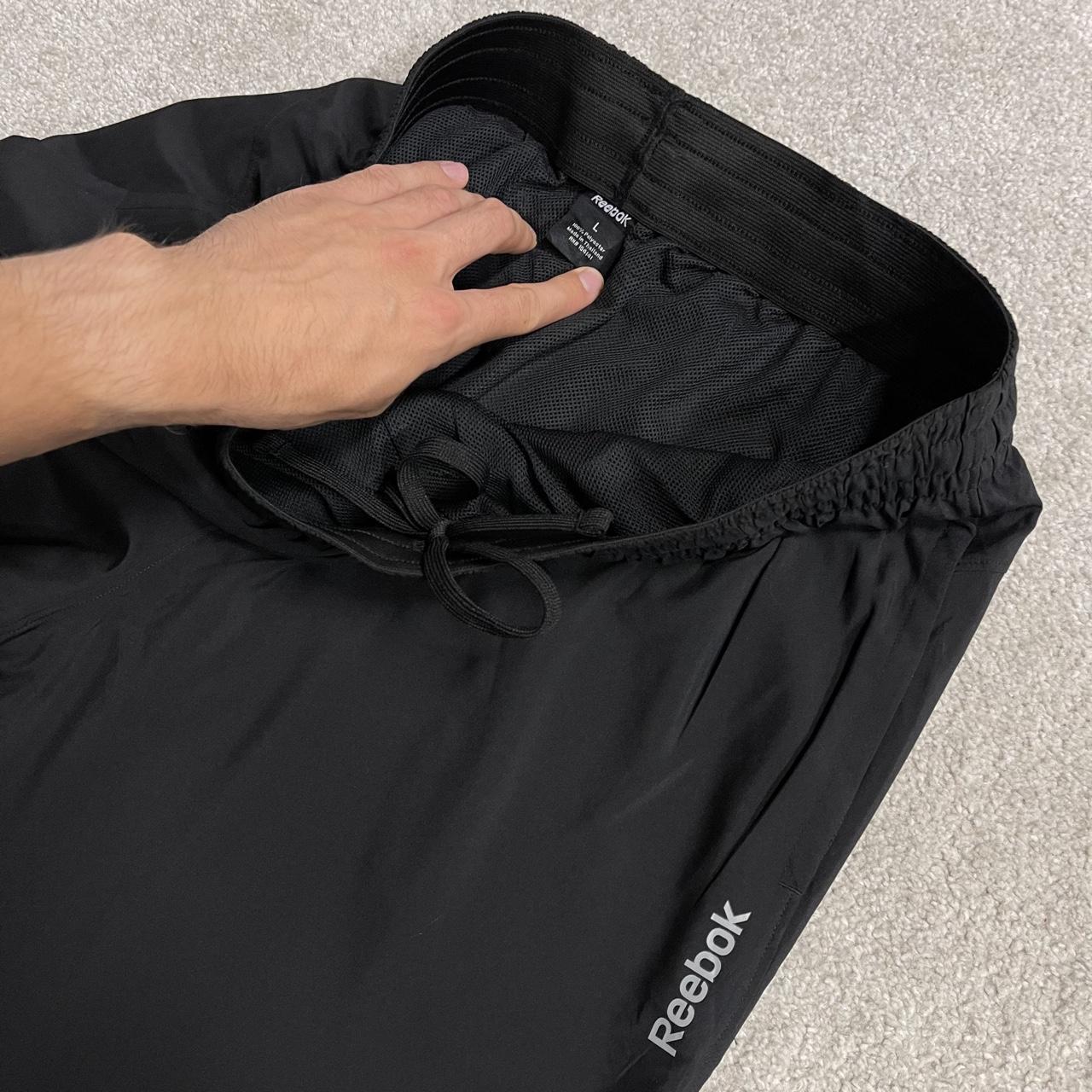 Y2K Reebok tracksuit bottoms black Large floaty leg drawstring gym track pants