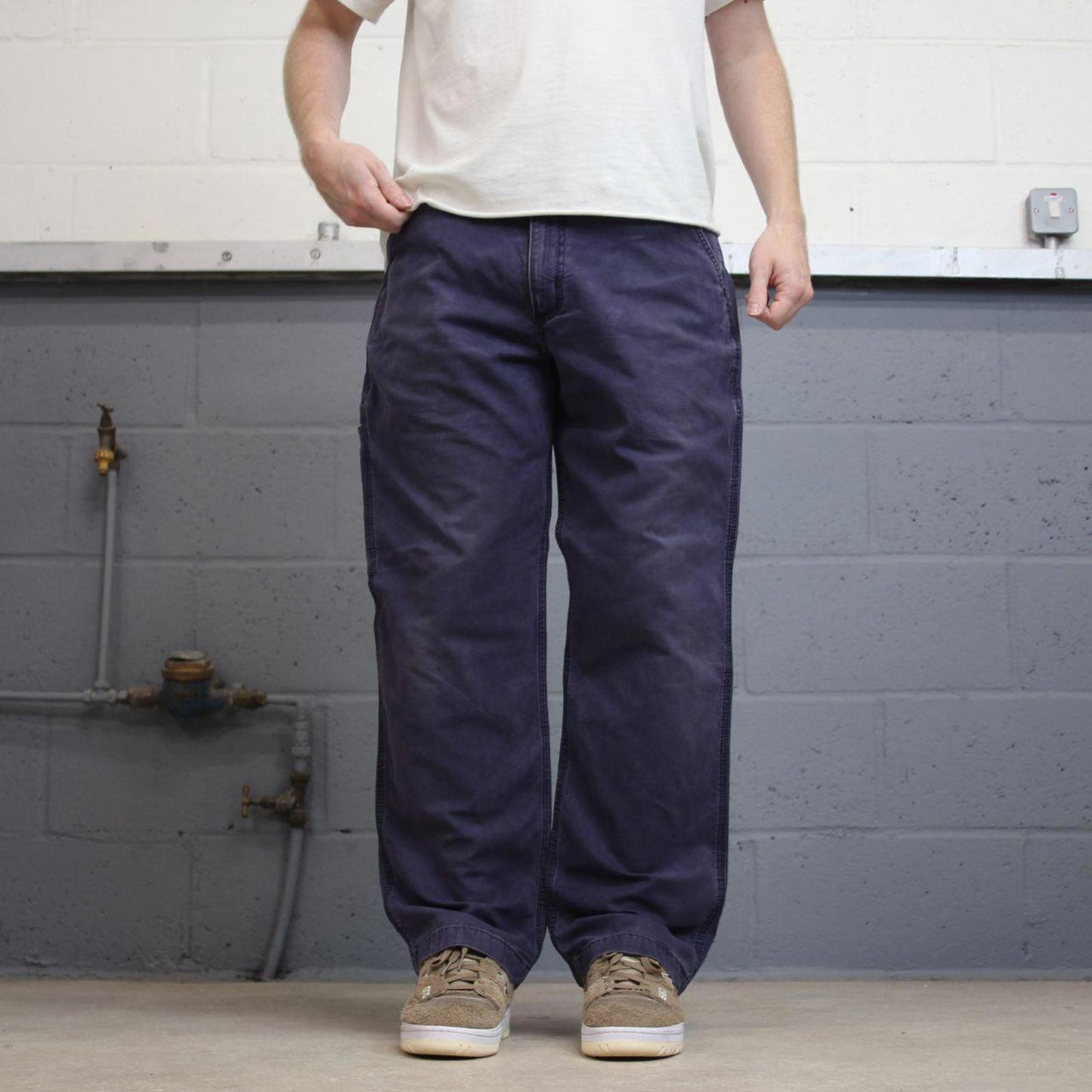Mens Carhartt carpenter pants W36 L30 navy purple relaxed 90s style cargos