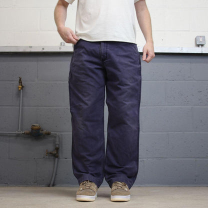 Mens Carhartt carpenter pants W36 L30 navy purple relaxed 90s style cargos