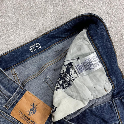 Y2K bootcut jeans U.S. Polo Assn blue Loose boot fit jeans, belt loops and logos