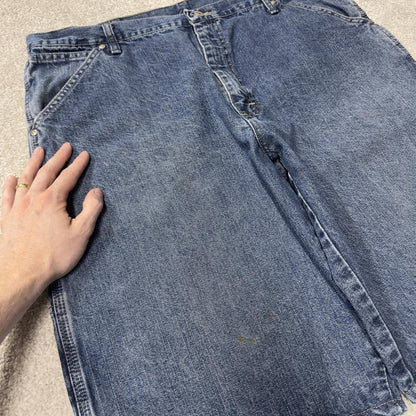 Wrangler baggy carpenter shorts Y2K blue Loose fit long denim cargo jorts summer