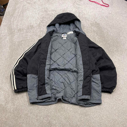 Vintage y2k Adidas technical windbreaker jacket black embroidered logos hooded tech coat