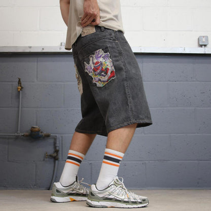 Grey Raw Blue Denim Jorts W36